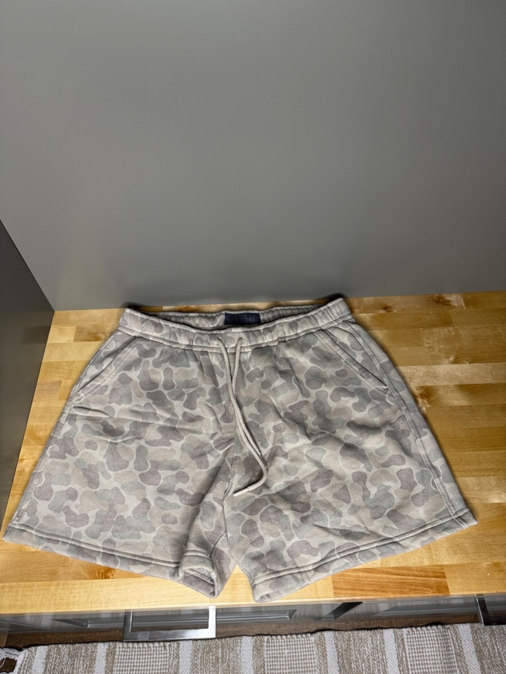 Abercrombie & Fitch Beige Neutral Camo Drawstring Athletic Shorts